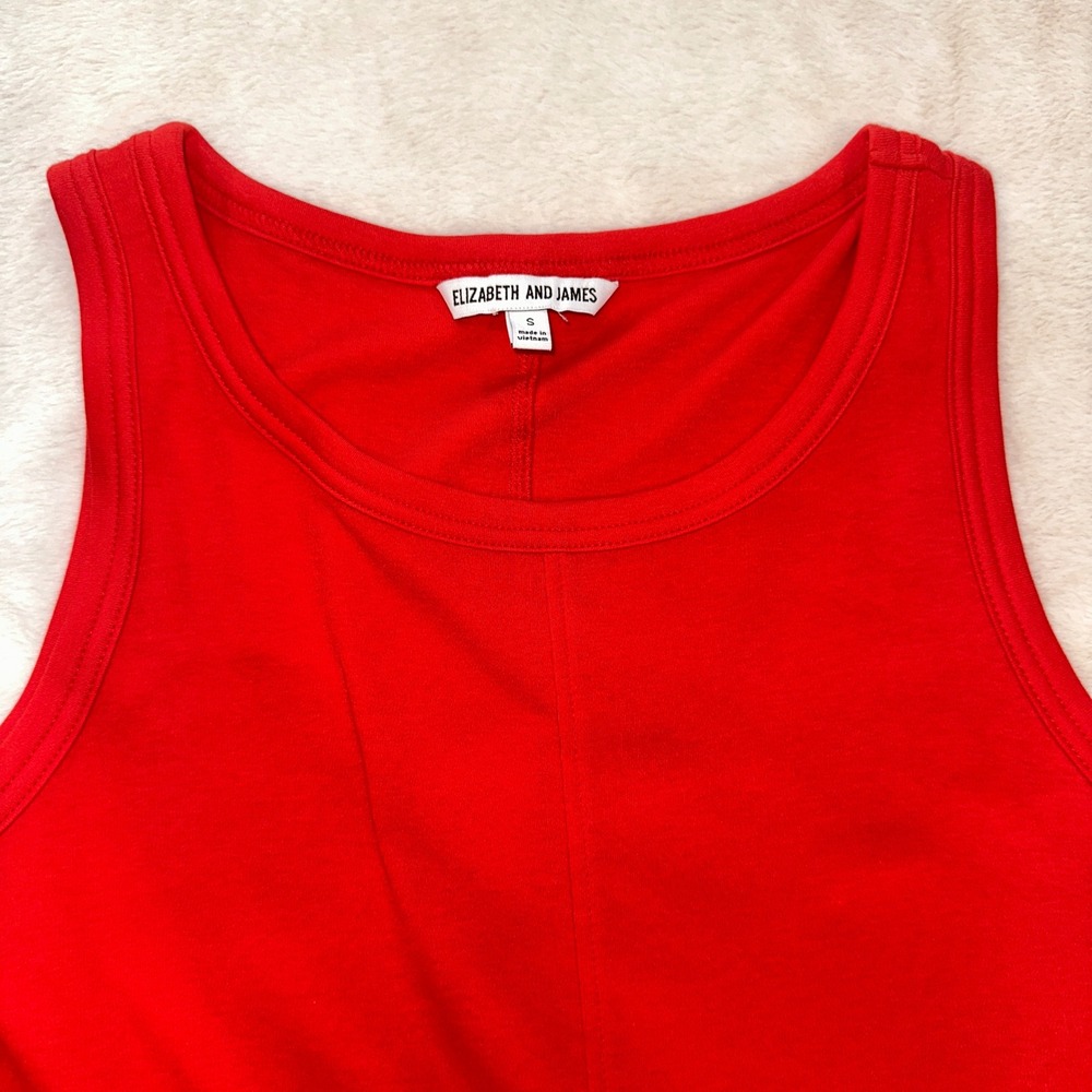 Elizabeth and James Red Cotton Sleeveless Midi Tank Dress Womens Small RN73277 - Picture 3 of 8